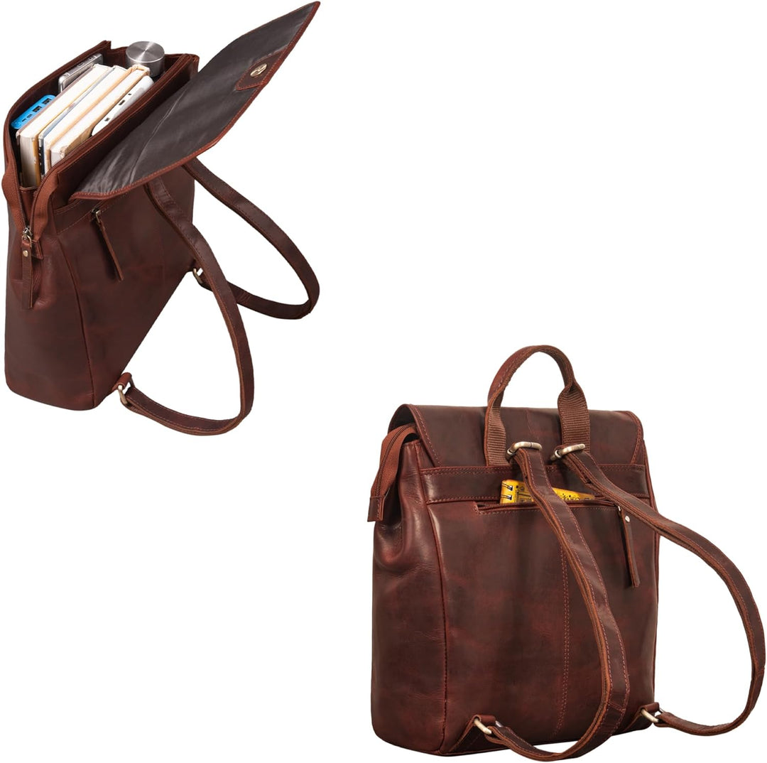 STILORD 'Misha' Moderner Leder Rucksack Unisex Daypack für Damen Herren DIN A4 kompakter Messenger B