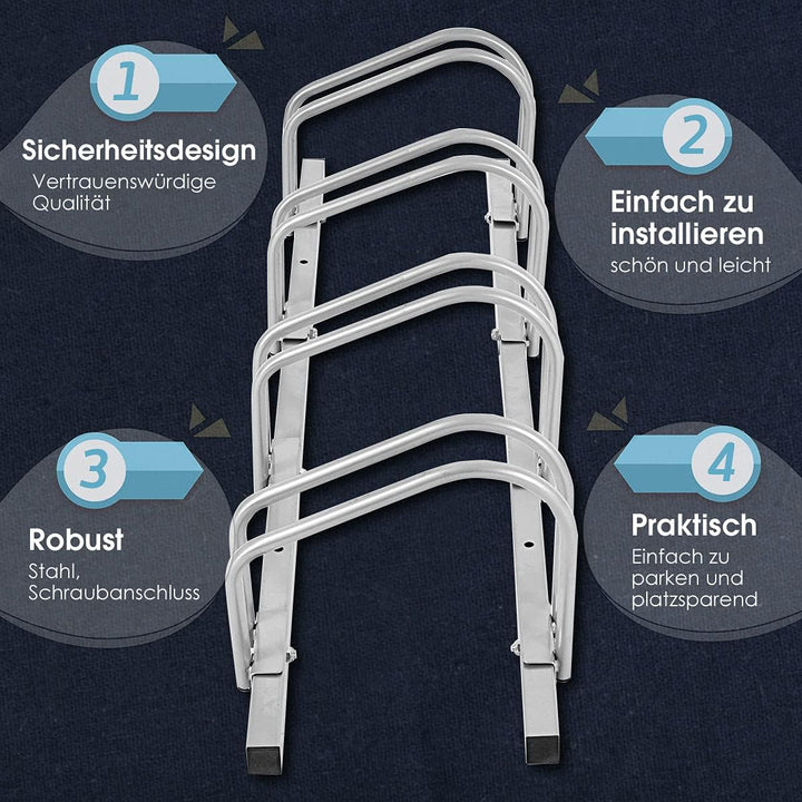 COSTWAY Fahrradständer Standparker Bodenständer Aufstellständer mit 4 Fahrrad Stellplätze, Mehrfachs