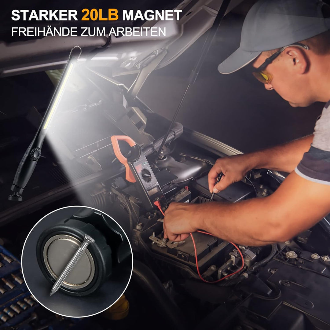 ORHOMELIFE LED Arbeitsleuchte Akku- 800LM LED Stablampe Handlampe Werkstattlampe Inspektionsleuchten