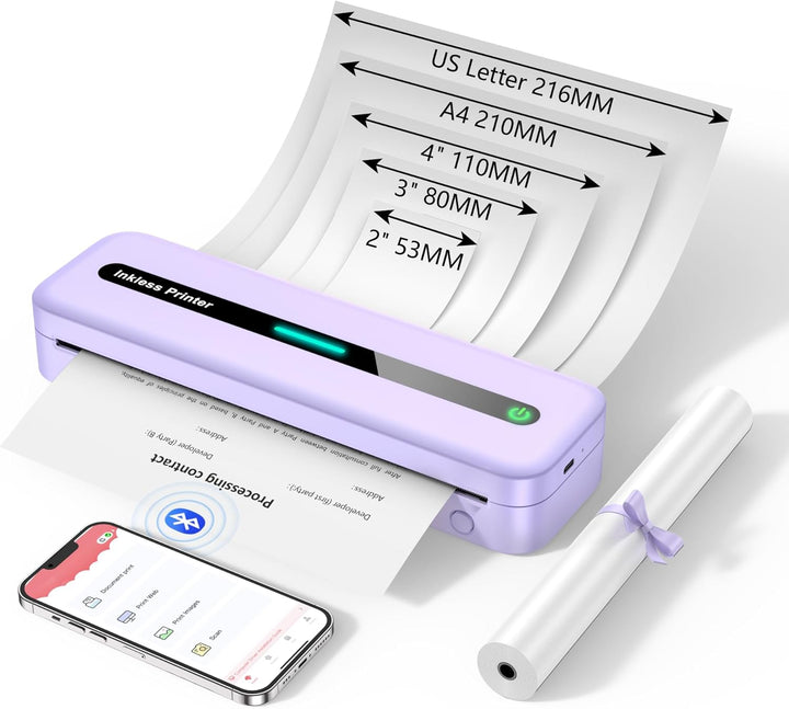 ASprink Mobiler Drucker Bluetooth, Thermodrucker A4 M832 Tragbarer Drucker Nur Thermopapier, 300DPI