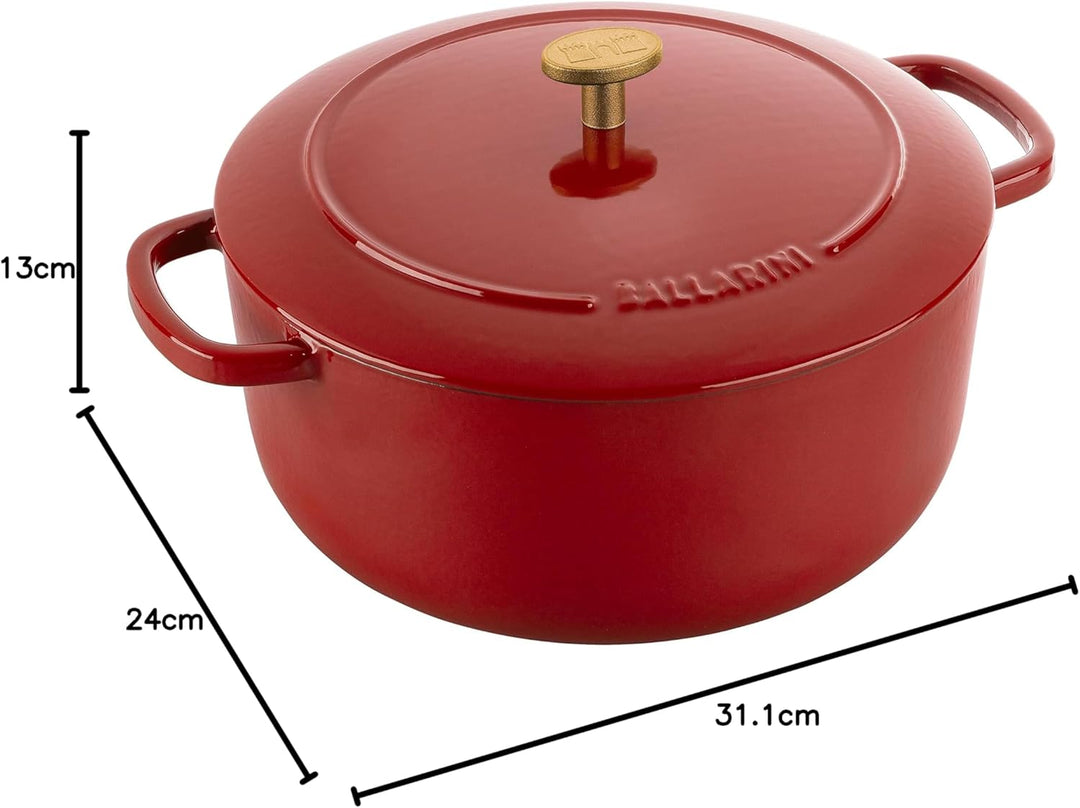 BALLARINI Bellamonte Auflaufform, Bräter, Dutch Oven, Emailliertes Gusseisen, Rund, 24cm, 4,0 L, Rot