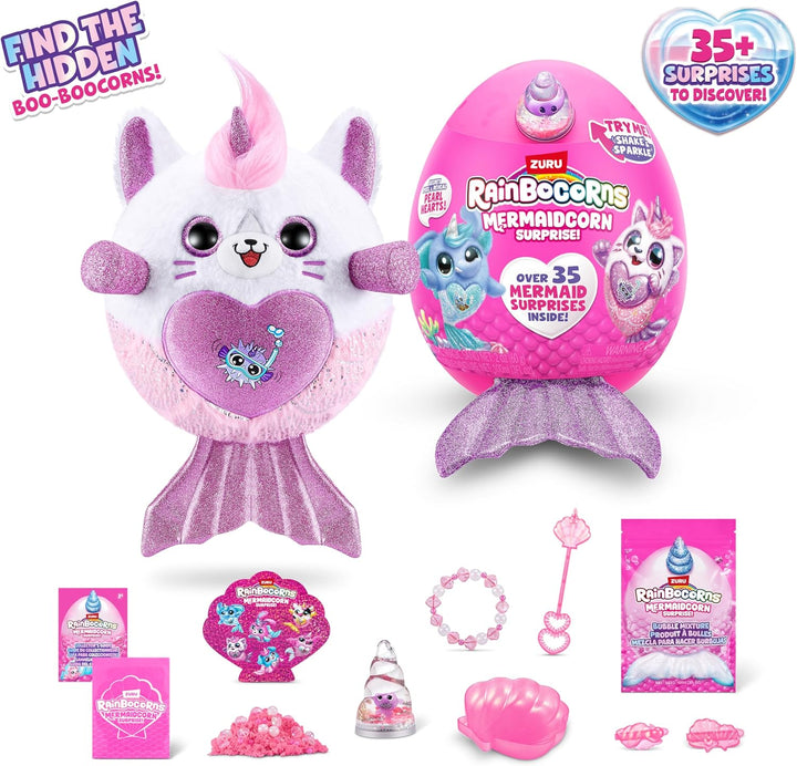 Rainbocorns Mermaidcorn Surprise Serie 7, Meribella Kätzchen, von ZURU, 28 cm Plüschtier, Meerjungfr