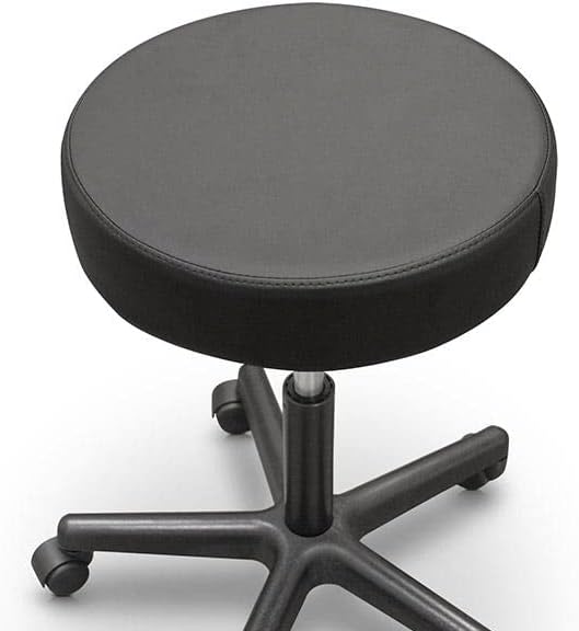 QUIRUMED Hochhocker, gepolstert mit Kunstleder, Schwarze Farbe, Gasfeder, mit 5 Rädern, drehbar, hoc