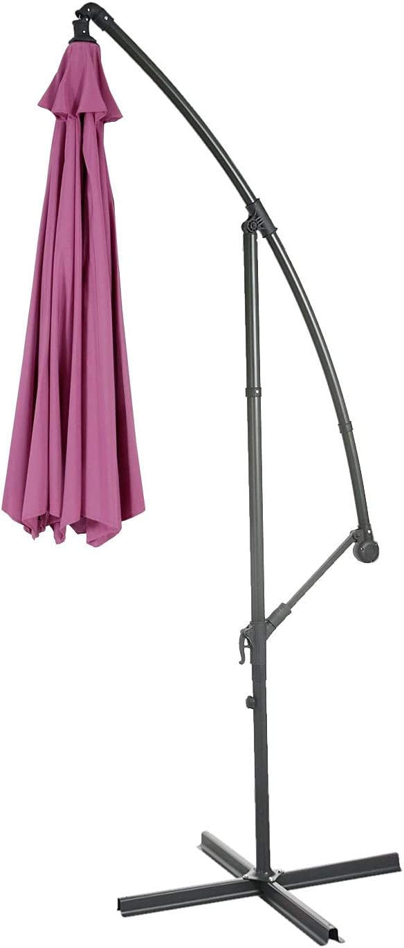 Mendler Ampelschirm Acerra, Sonnenschirm Sonnenschutz, Ø 3m neigbar, Polyester/Stahl 11kg mit Stände