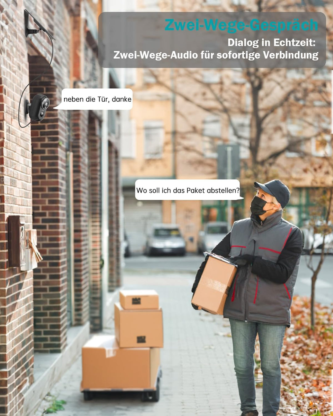 Überwachungskamera Aussen Akku, ZUMIMALL Kamera Überwachung WLAN, Kabellose Überwachungskamera Ausse