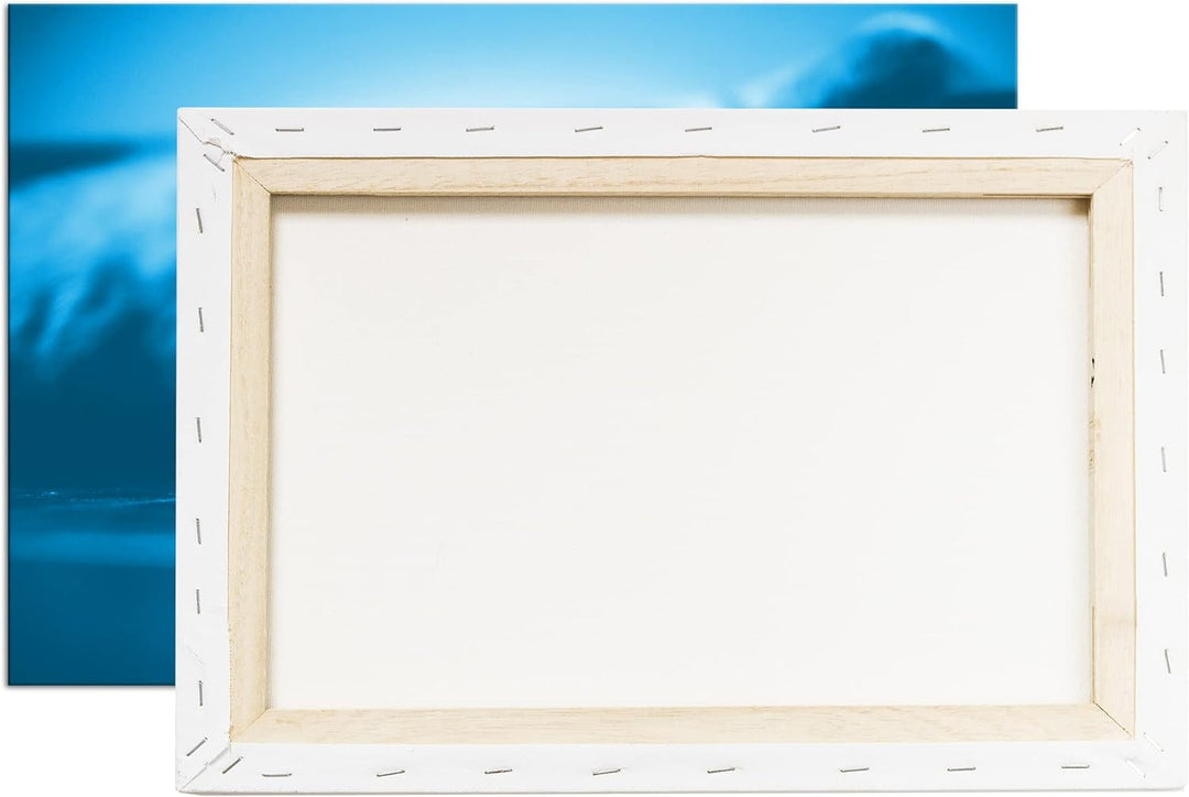 deyoli süsse verspielte Katze Format 80x60 Effekt: Monocrome Blau als Leinwandbild, Motiv fertig ger