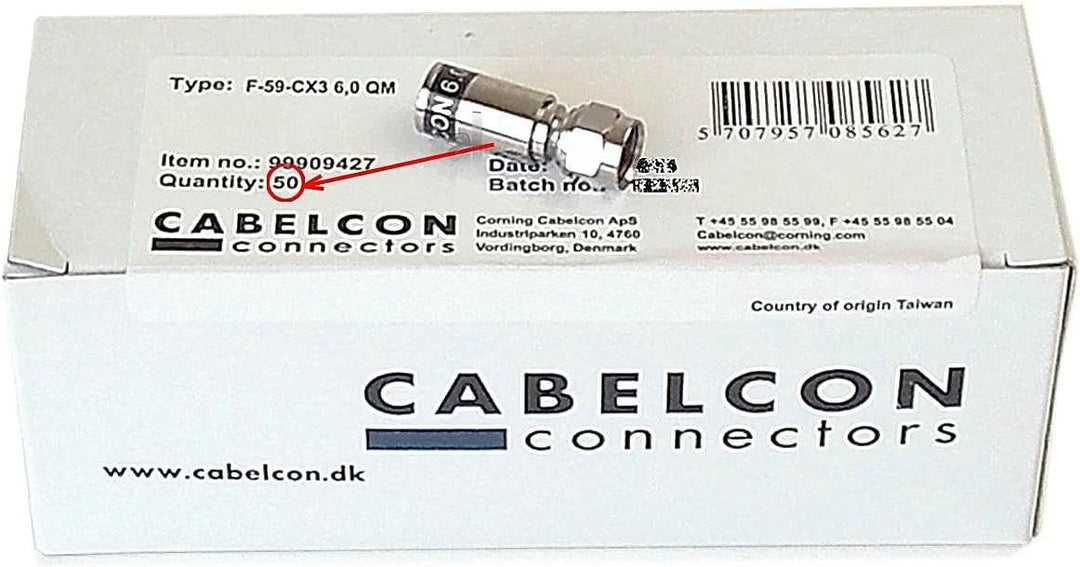 50 x Cabelcon F-59-CX3 6.0 QM Quick Mount Stecker für RG59 (6 mm) Kabel, WASSERDICHT!