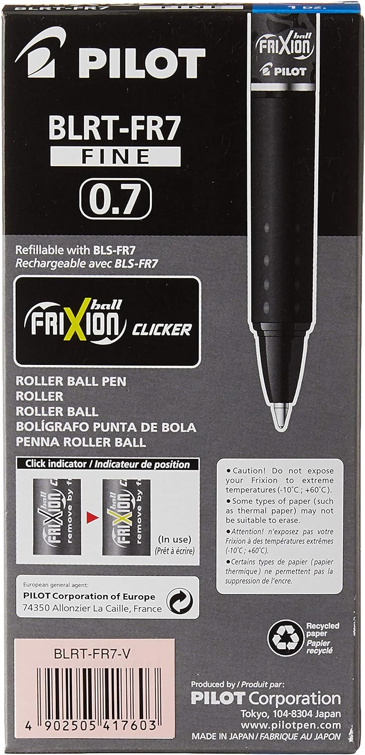 Pilot FriXion Clicker Gelschreiber mit Druckknopf radierbar 12 Stück Violett Packung mit 12, Packung