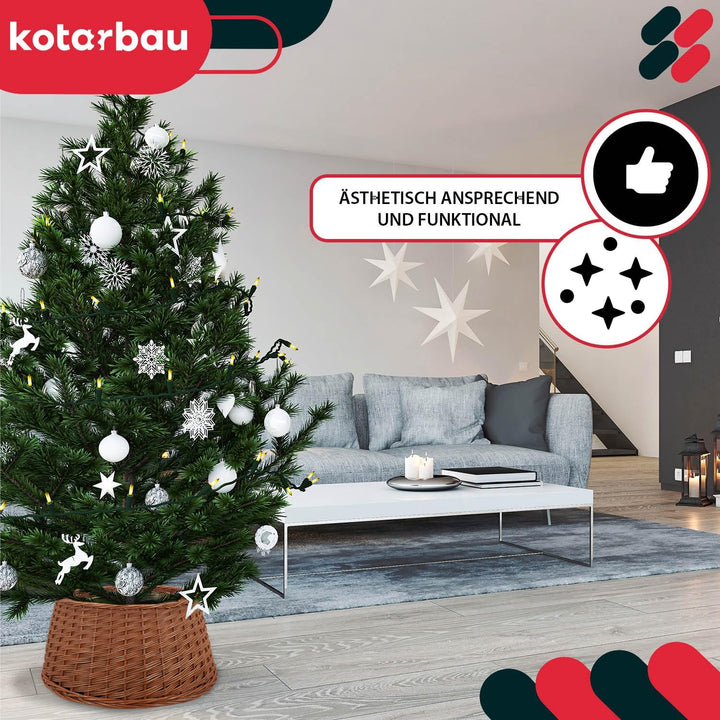 KOTARBAU® Weihnachtsbaum Rock aus Weide Ø 50 cm, Naturfarbe Christbaumständer aus Rattan Natur, Weih