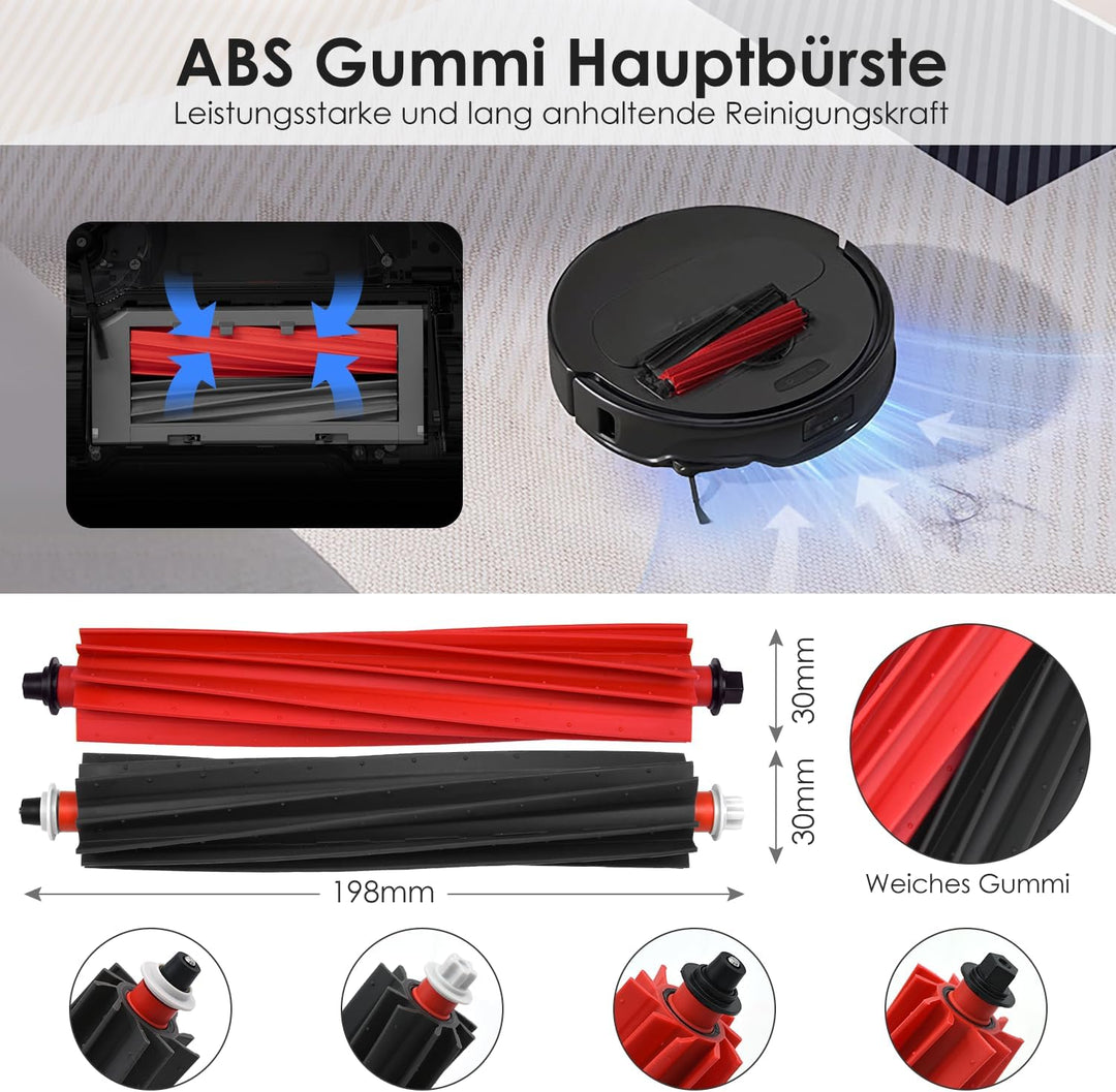 Zubehörset für Roborock Qrevo Master/Qrevo Slim, 4*Staubbeutel 2*Main Rollbürste 4*Seitenbürsten 2*F