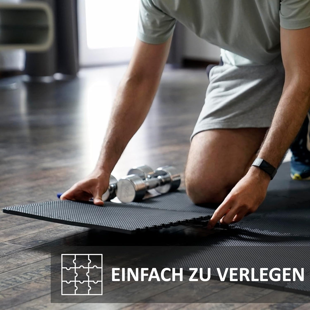bonsport 12-60 Stück Bodenschutzmatte Fitness 40x40 cm - Sportmatte Puzzle Unterlage Hantelbank Gerä