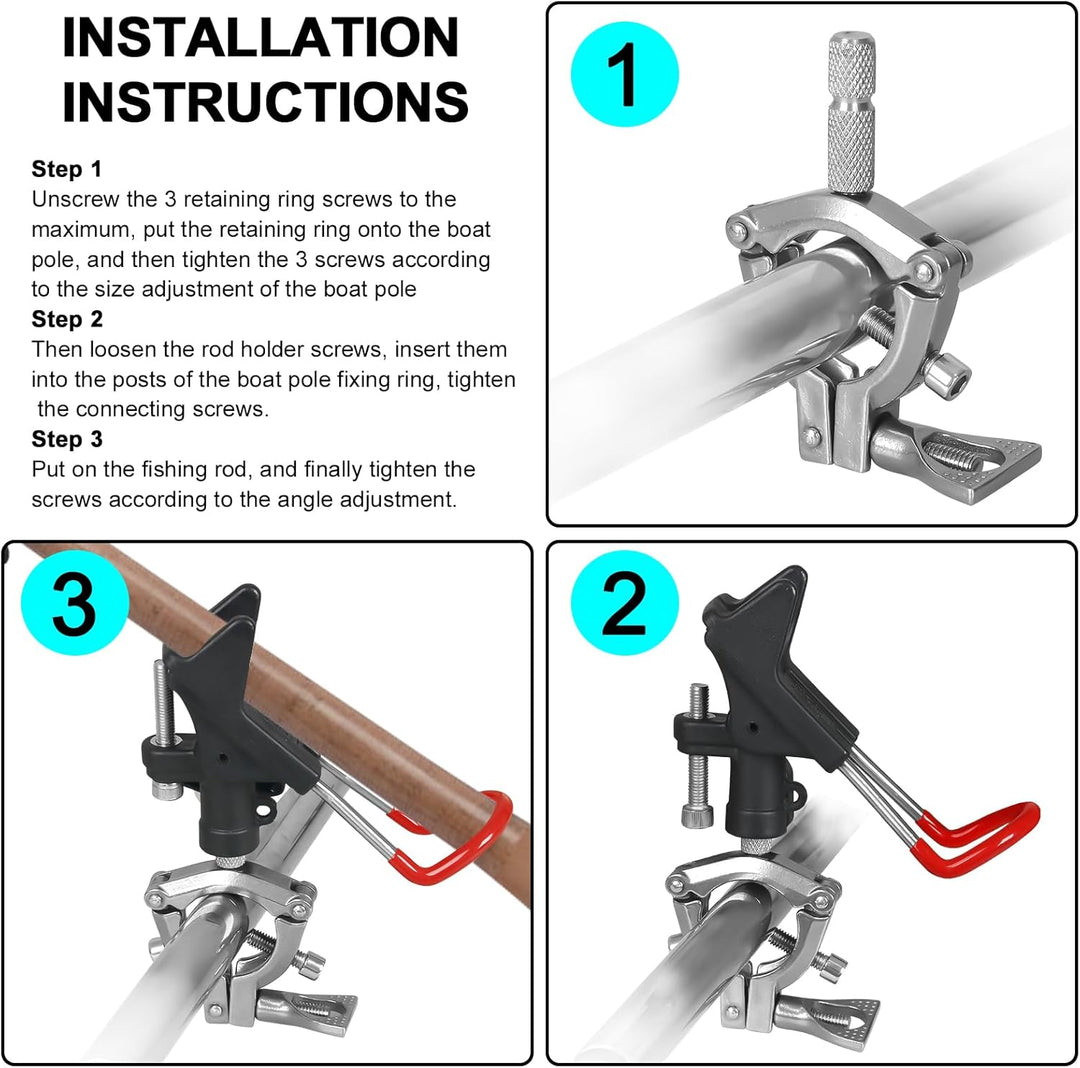 Leeko Rutenhalter, Angelrute Halter 2 Stück Edelstahl Universal Ruten Ständer 360°Verstellbar Angelr