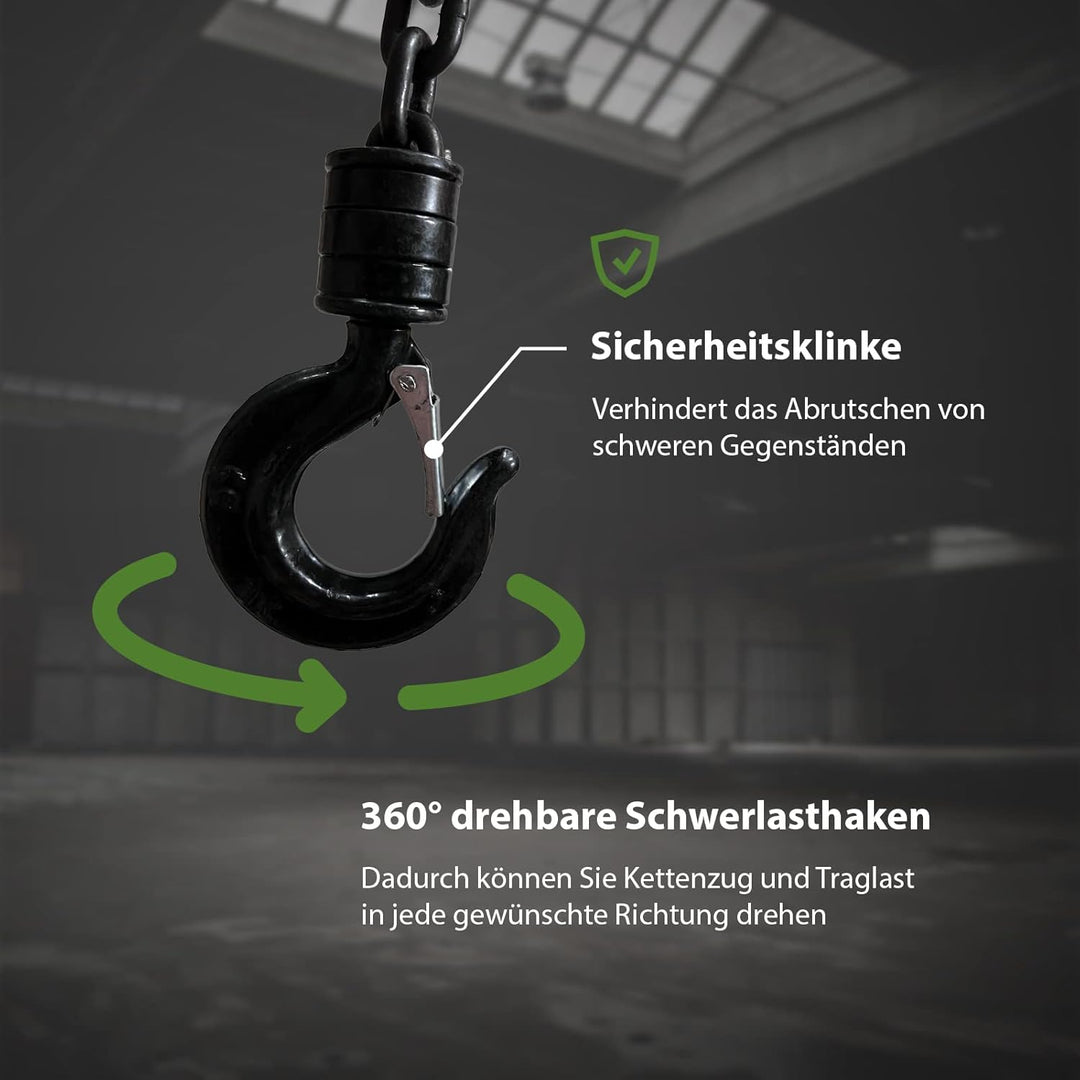 TRUTZHOLM Kettenzug mit Doppelbremse HSC 1000kg Traglast - 3m Hubhöhe Triangel Flaschenzug Seilzug H