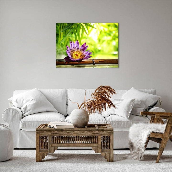 ARTTOR Bilder auf Leinwand Asien spa bambus blume Leinwandbild 70x50cm Wandbilder Dekoration Wohnzim