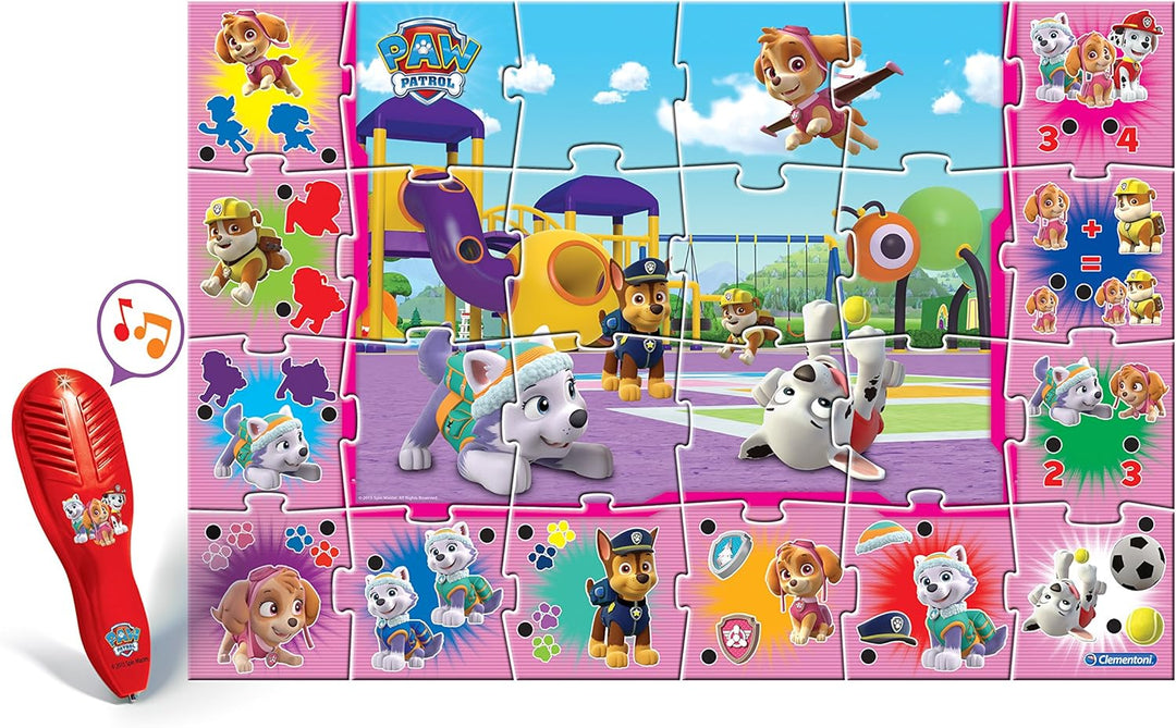 Clementoni Quiz-Bodenpuzzle Paw Patrol 70x100 cm - Kinderpuzzle mit 24 Maxi-Puzzleteilen - Lernspiel