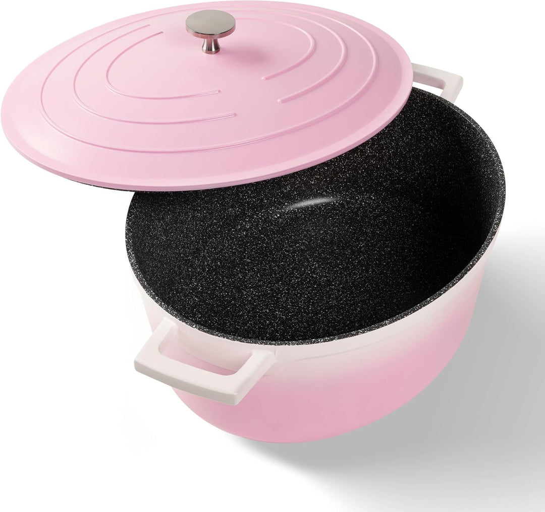 STONELINE Cocotte Bräter mit Deckel Induktion 32 cm, 6,6 L, Aluguss Topf beschichtet mit echten Stei