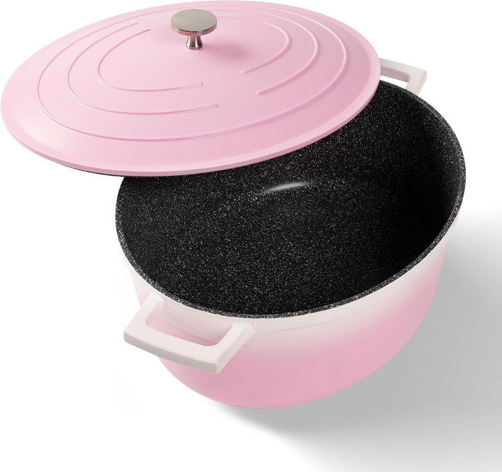 STONELINE Cocotte Bräter mit Deckel Induktion 32 cm, 6,6 L, Aluguss Topf beschichtet mit echten Stei