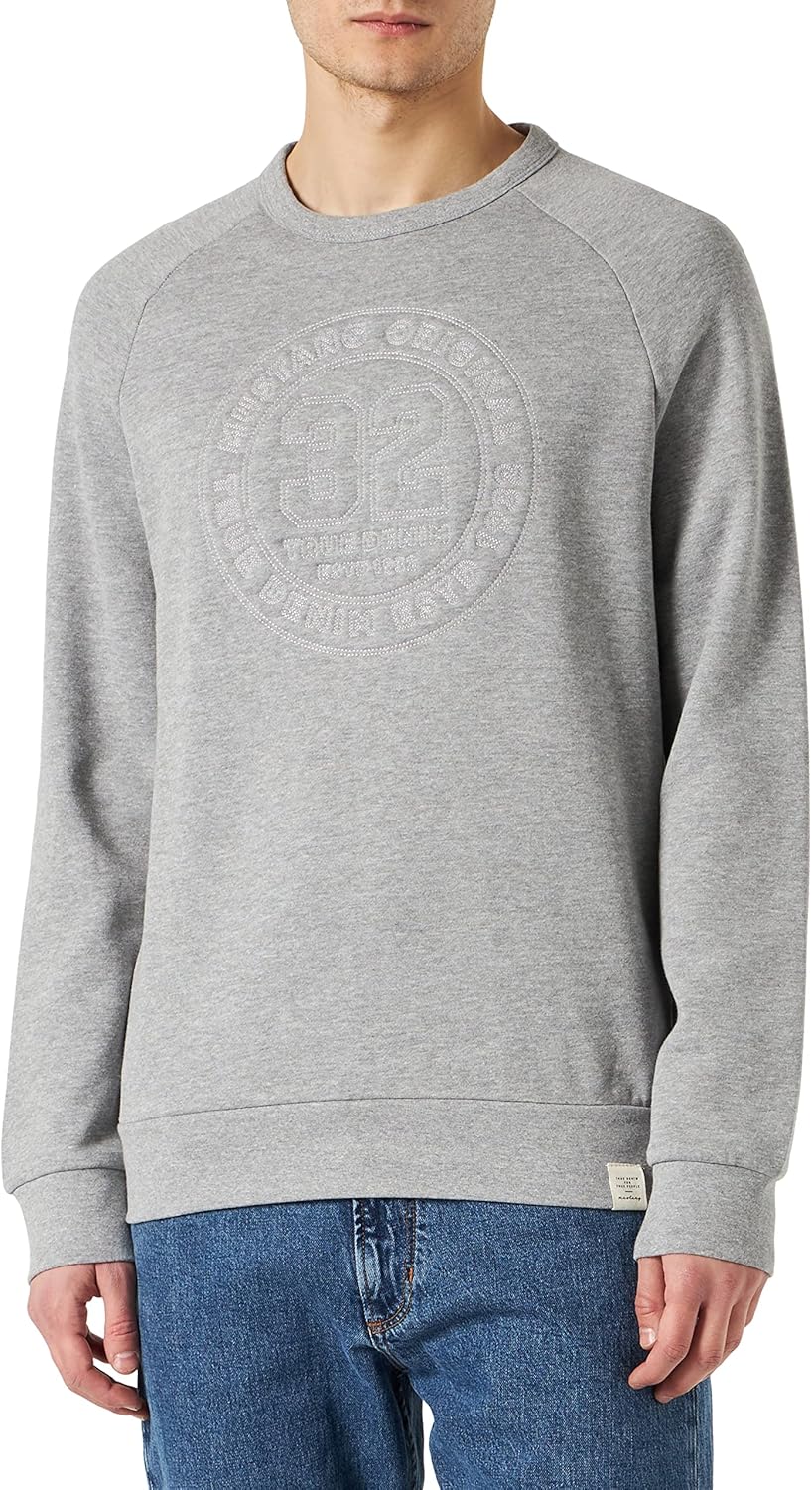 MUSTANG Herren Sweatshirt M Grey Melange 4191, M Grey Melange 4191