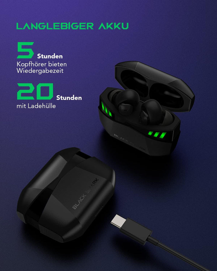 Black Shark Bluetooth Kopfhörer mit 35ms Extrem Geringer Latenz, Kopfhörer Kabellos mit Premium-Soun