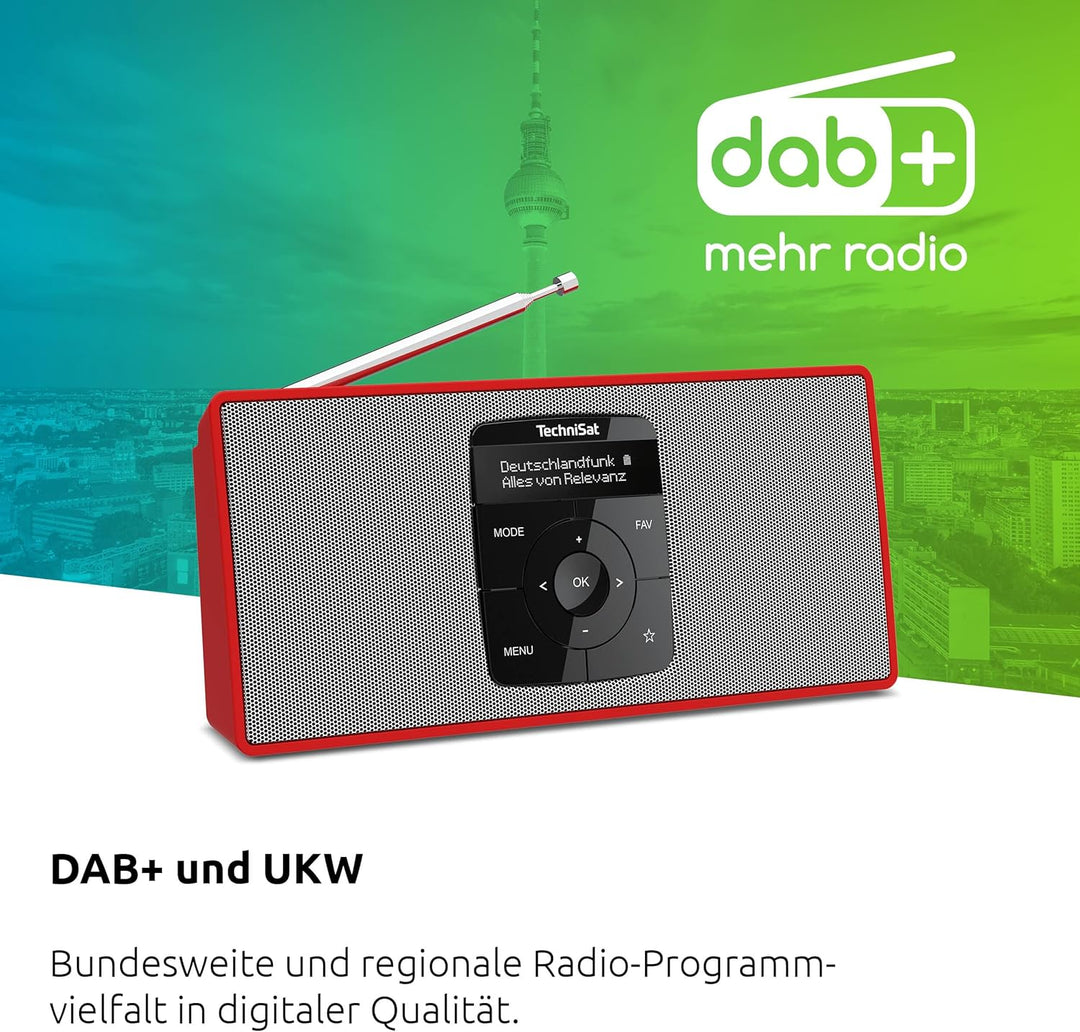 TechniSat DIGITRADIO 2 S - Tragbares DAB Stereo-Radio mit Akku (DAB+, UKW, Bluetooth Audiostreaming,
