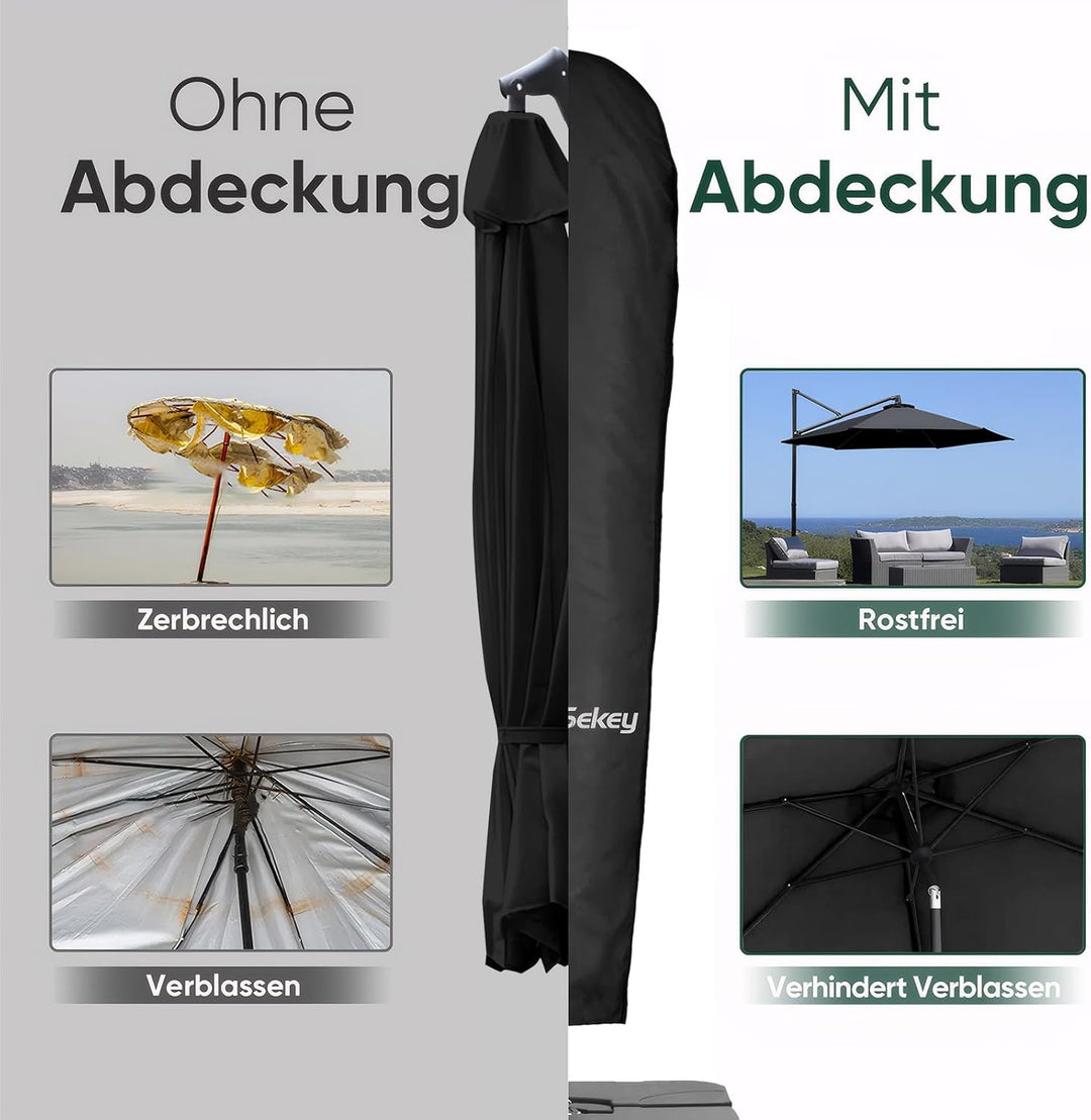Sekey Schutzhülle für Ampelschirm/Sonnenschirm,Abdeckhauben für Sonnenschirm, 100% Polyester