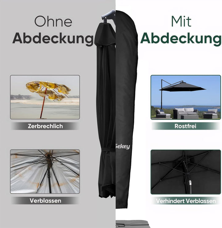 Sekey Schutzhülle für Ampelschirm/Sonnenschirm,Abdeckhauben für Sonnenschirm, 100% Polyester