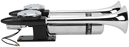 Lufthupe für LKW, 12V/24V 300dB Dual Trompete Super Loud Train Hupe Kit, Chrom-Zink-Autohupe für All