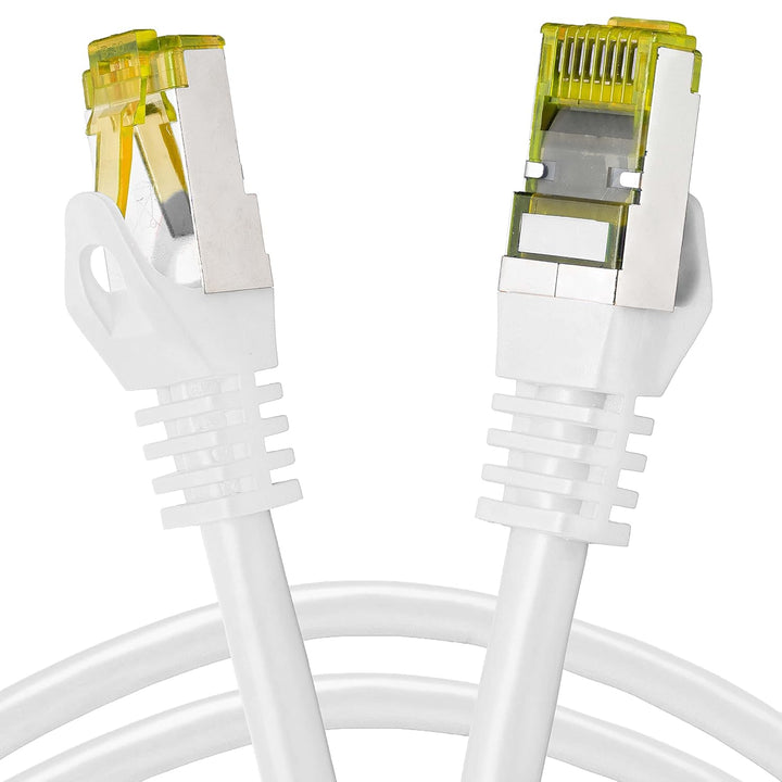 BIGtec LAN Kabel 5 Stück 3m Netzwerkkabel CAT7 Ethernet Internet Patchkabel CAT.7 weiss Gigabit dopp