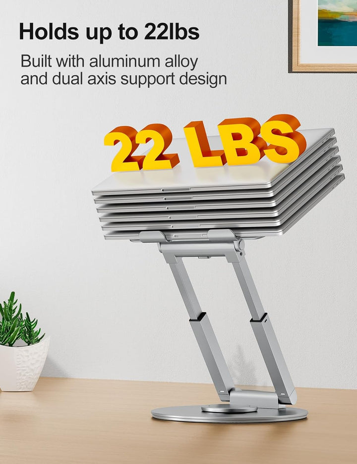 Laptop Ständer Höhenverstellbar mit 360° Drehbarer Basis, Ergonomisch Laptopständer, Laptop Erhoehun