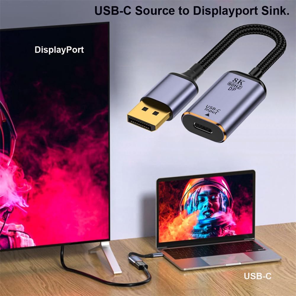 xiwai Typ C Buchse USB-C 3.1 Quelle auf Displayport DP 1.4 Sink HDTV Kabel 8K@60hz 4K@120hz für Tabl
