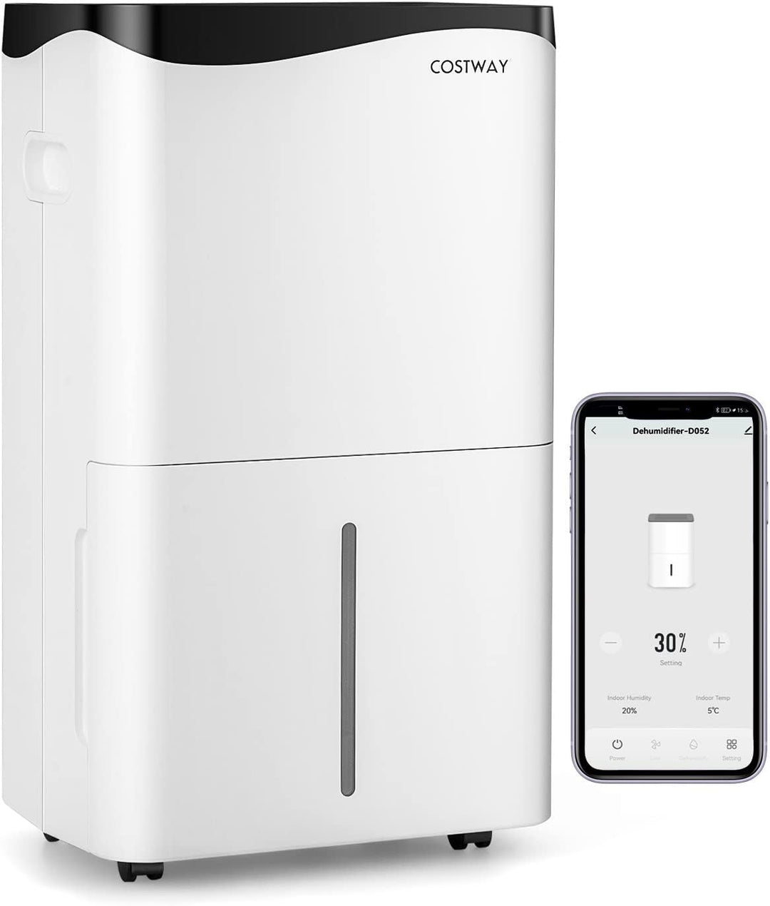COSTWAY Mobile Entfeuchter Luftentfeuchter elektrisch Dehumidifier Raumentfeuchter 25L/24h, Raumgrös