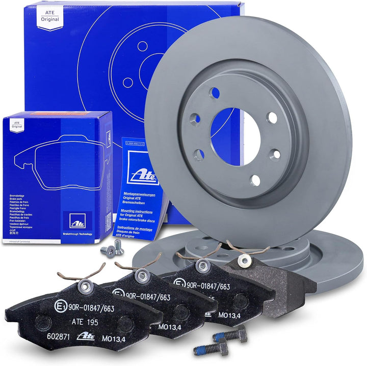 ATE Bremsenset Vorderachse inkl. Bremsscheiben Vorne Ø 266 mm Voll und Bremsbeläge Vorne , Passend f