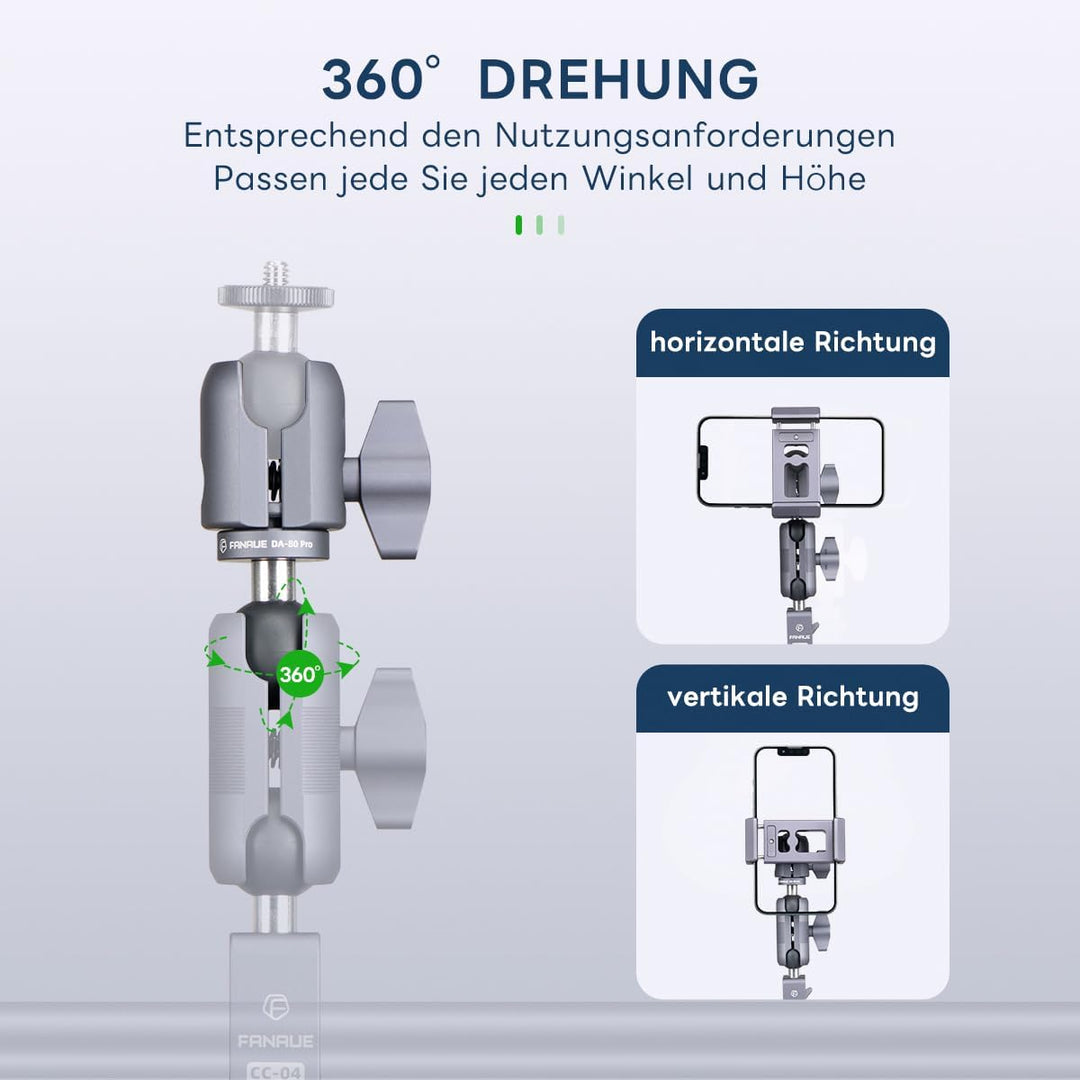 FANAUE Aluminiumlegierung Verbindungsarm mit 1 Zoll Kugeladapter kompatibler mit RAM Halterung B Grö