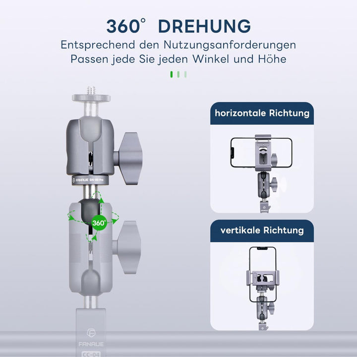 FANAUE Aluminiumlegierung Verbindungsarm mit 1 Zoll Kugeladapter kompatibler mit RAM Halterung B Grö