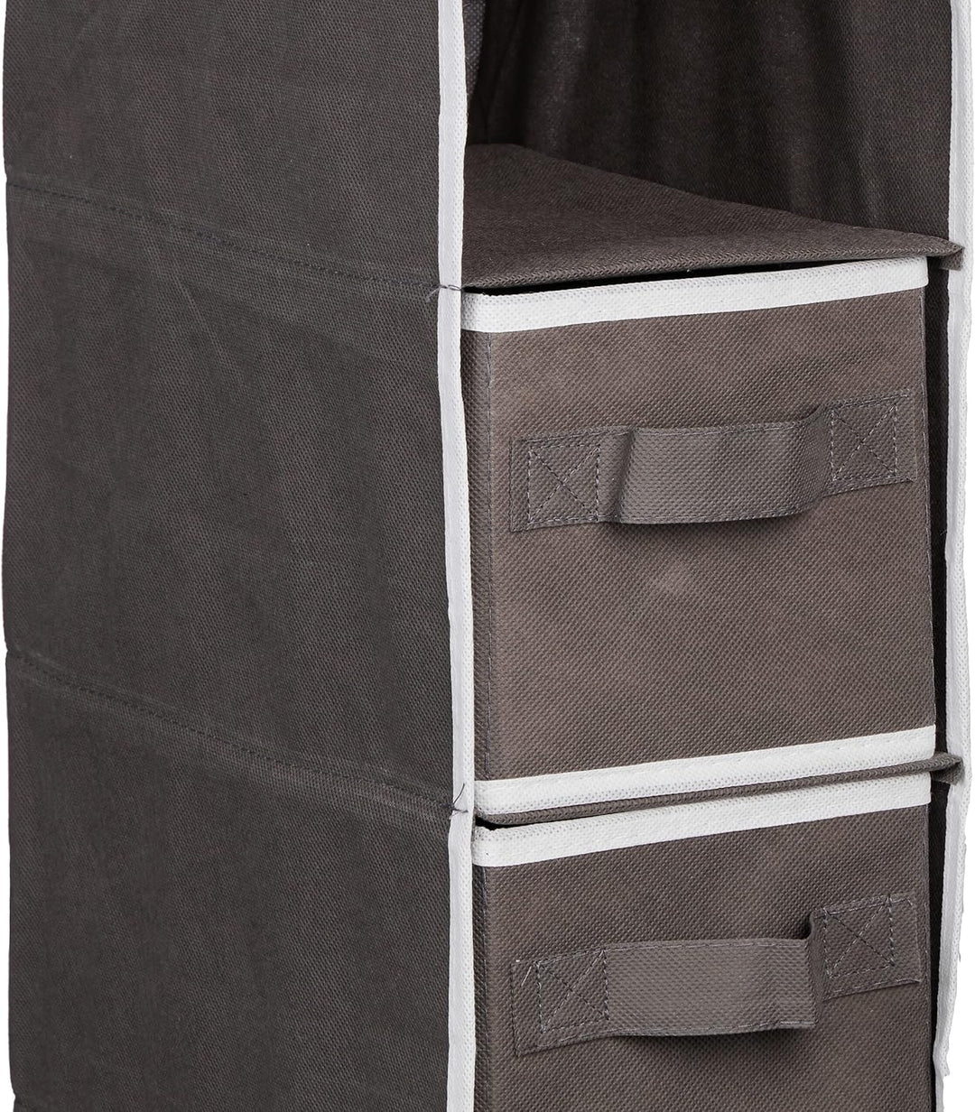 Relaxdays Hängeregal Kleiderschrank, 7 Fächer, Stoff, HxBxT: 106 x 16,5 x 31 cm, 2 Schübe, Kleideror