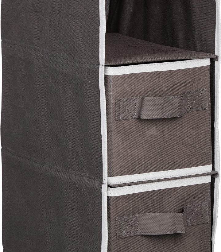 Relaxdays Hängeregal Kleiderschrank, 7 Fächer, Stoff, HxBxT: 106 x 16,5 x 31 cm, 2 Schübe, Kleideror