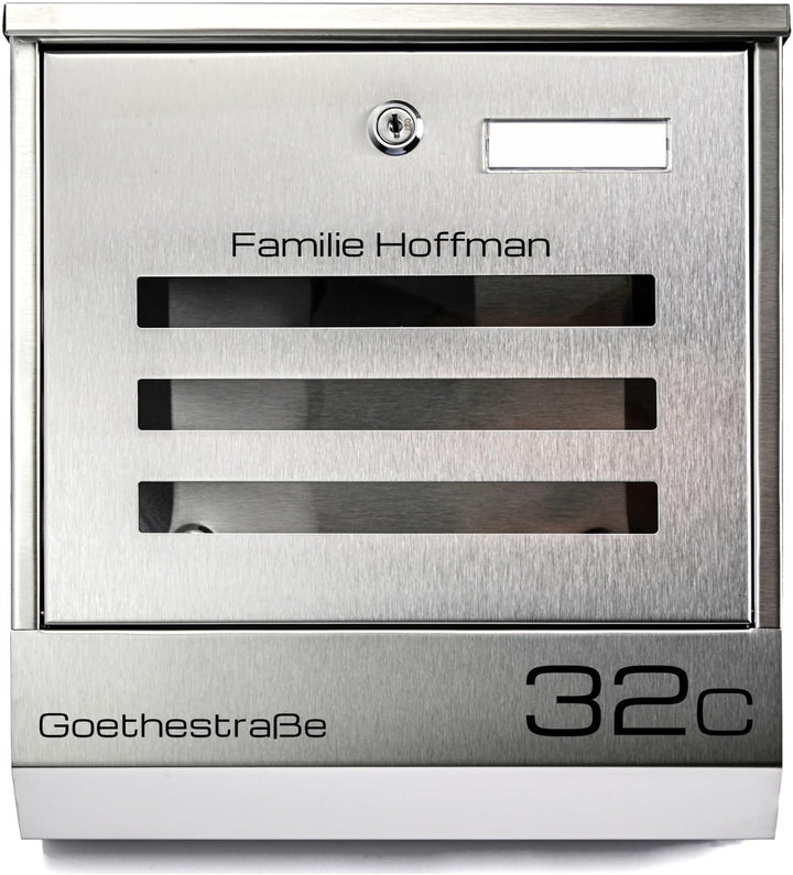 Verda Briefkasten Wandbriefkasten Zeitungsrolle Designer Postkasten (Silber Edelstahl SN3670), Silbe