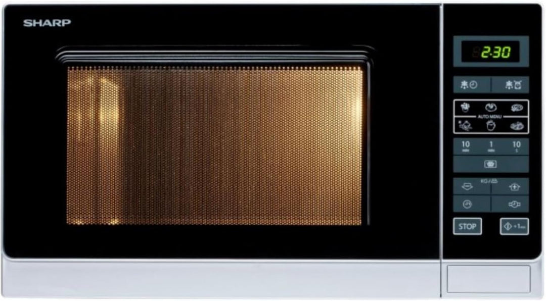 Sharp R342INW Solo-Mikrowelle / 25 L / 900 W / LED-Display / 8 Automatikprogramme / Timer / Gewichtg