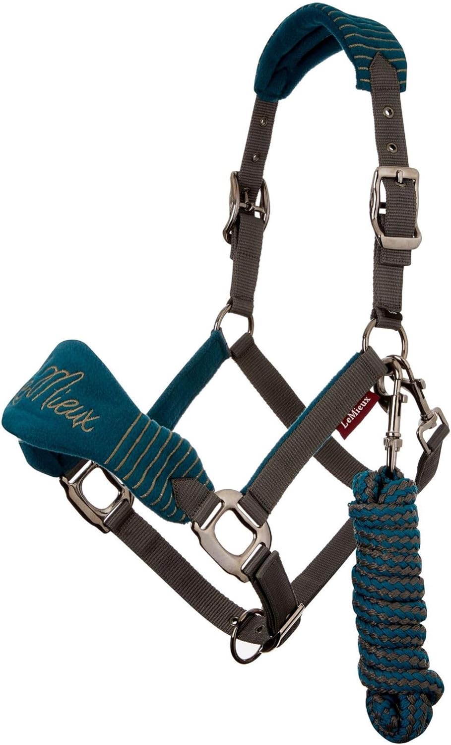 LeMieux Vogue Fleece Headcollar and Leadrope Halfter Volle Grösse schwarz / grau, Volle Grösse schwa