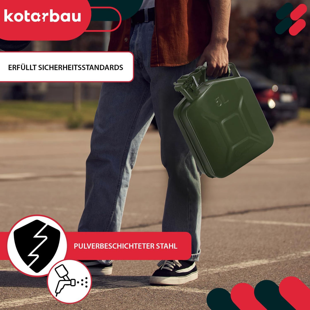 KOTARBAU® Metall Benzinkanister 5L für Kraftstoffe Benzin Aufbewahren von Flüssigkeiten, 5L