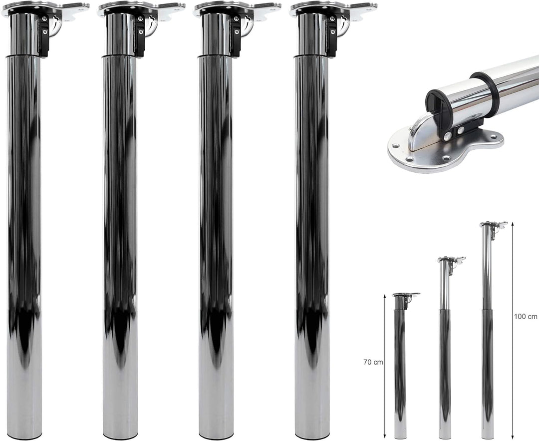 Mendler 4er-Set Tischbein HWC-H35 für Schreibtisch Tischfuss klappbar Drehmechanismus höhenverstellb