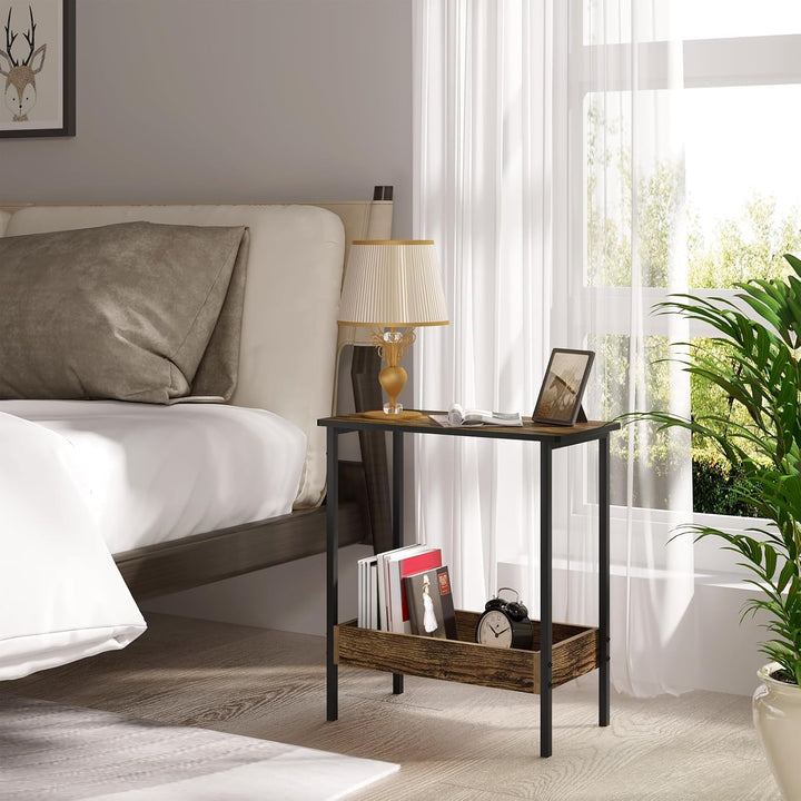 WOLTU Beistelltisch, Couchtisch mit 2 Ablagen, Konsolentisch mit Stauraum im Wohnzimmer, Wohnzimmert