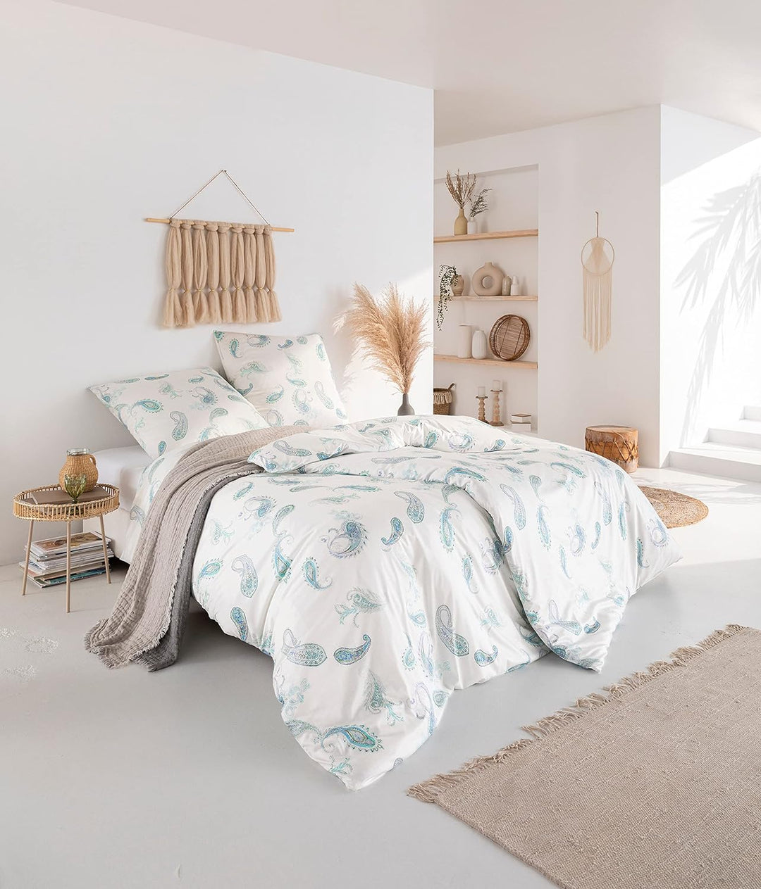 ESTELLA Mako Interlock Jersey Bettwäsche Valeria Aqua 1 Bettbezug 135 x 200 cm + 1 Kissenbezug 80 x