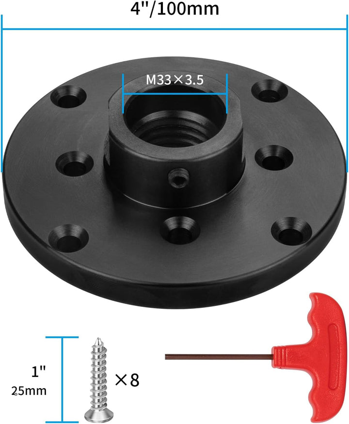 DEEFIINE Holzdrehstärte 4 Zoll 100mm Flansch Frontplatte Holz Drehmaschine Chuck M33 X 3,5 Faden Ges