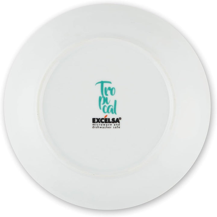 Excelsa Tropical Tafelservice 18-teilig, Porzellan, Weiss mit Dekor