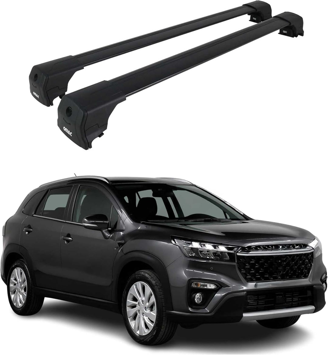 Dachträger Gepäckträger für Suzuki SX4 S-Cross 2020-2025 TÜV ABE Alu Schwarz, ELEGANCE V2 / Schwarz