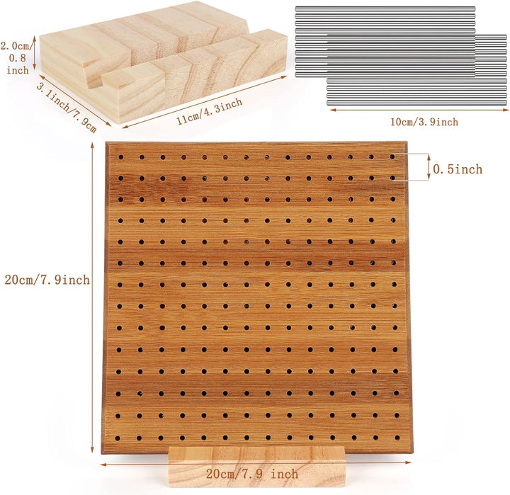 Coopay Sperrbrett für Granny Square, Bambus Blockierbretter und 20 Edelstahl Stabstiften, Tolles Too