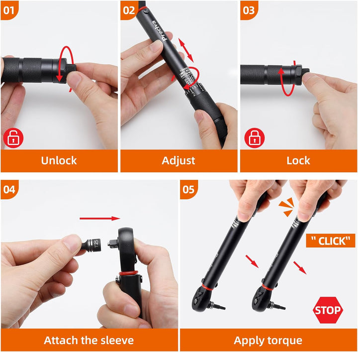 Preciva Drehmomentschlüssel 1/4", 3-33 Nm Umschaltknarre Drehmoment Schraubenschlüssel Set für Fahr