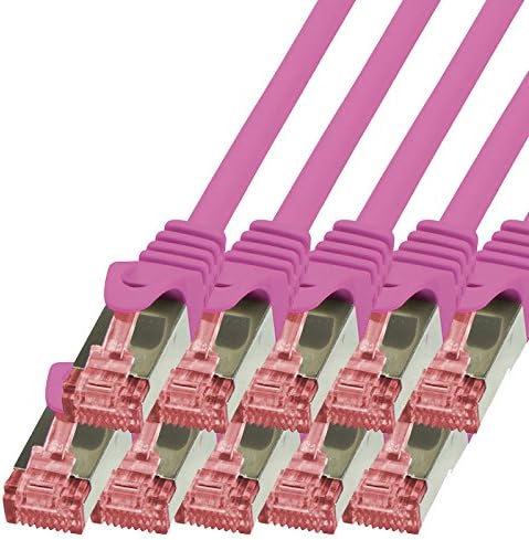 BIGtec LAN Kabel 10 Stück 10m Netzwerkkabel Ethernet Internet Patchkabel CAT.6 Magenta Gigabit SFTP