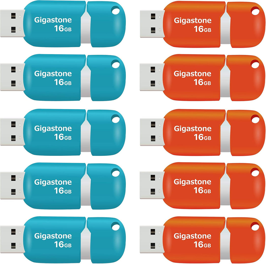Gigastone V10 16GB 10er-Pack USB 2.0 Flash-Laufwerk, Einziehbare Tasten für MacBook Laptop, Windows